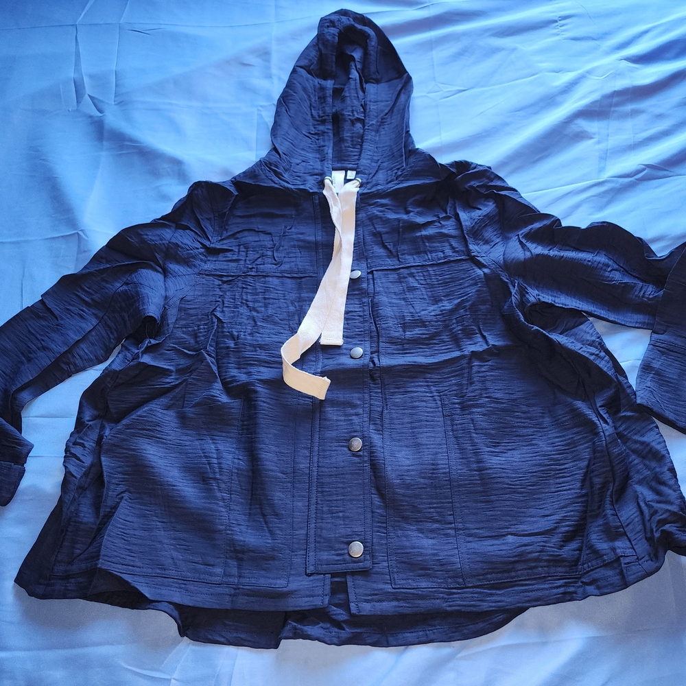 GUEST EDITOR BY ANTHROPOLOGI HOODED SWEATER BLUE OVERSIZED SIZE SMALL